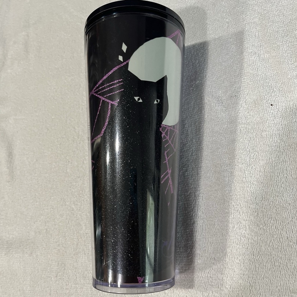 Starbucks 24 oz Tumbler Halloween Cat Glow In The Dark Tumbler Purple glitter